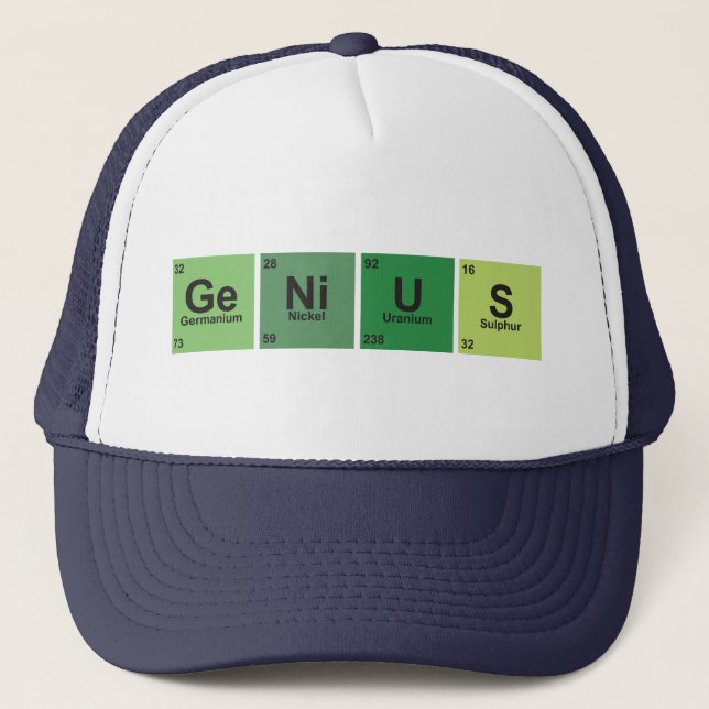 Gorra De Camionero Genius Cap. Periodic table of elements. (Anverso)