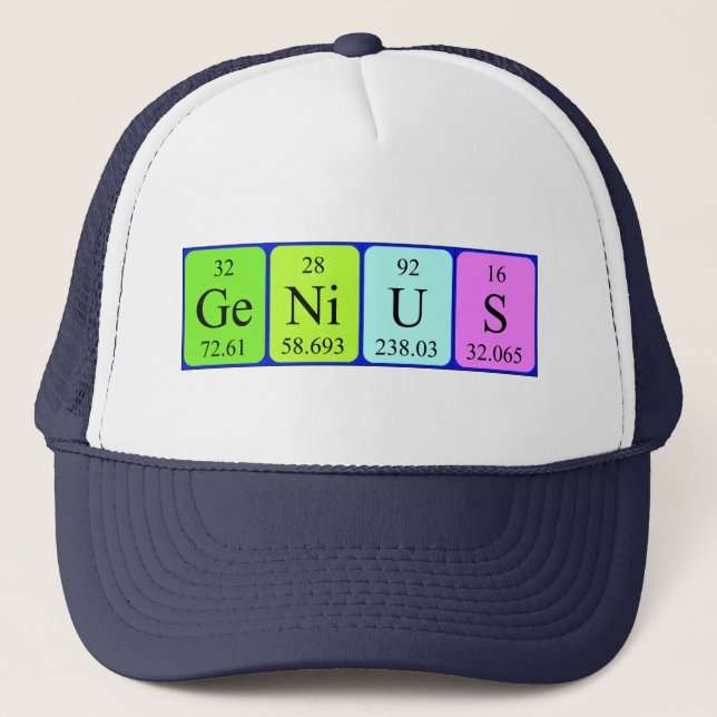 Gorra De Camionero Genius periodic table name hat (Anverso)