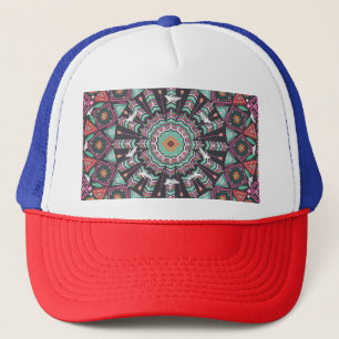 Gorra De Camionero Geométrico azteca: patrón de círculo colorido