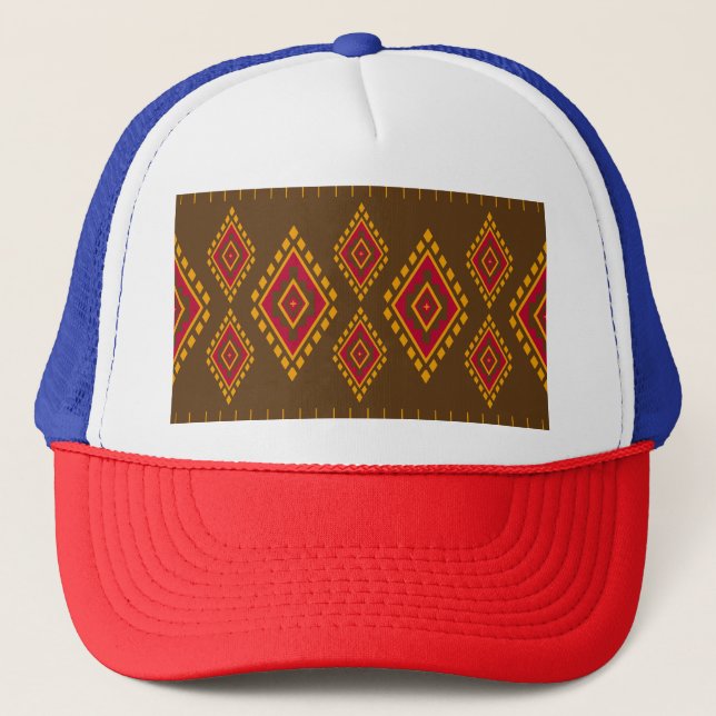 Gorra De Camionero Geométrico étnico, diseño tradicional, sin costura (Anverso)