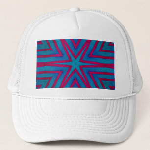 Gorra De Camionero Geométrico rojo y azul de estrella