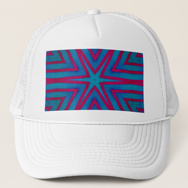 Gorra De Camionero Geométrico rojo y azul de estrella (Anverso)