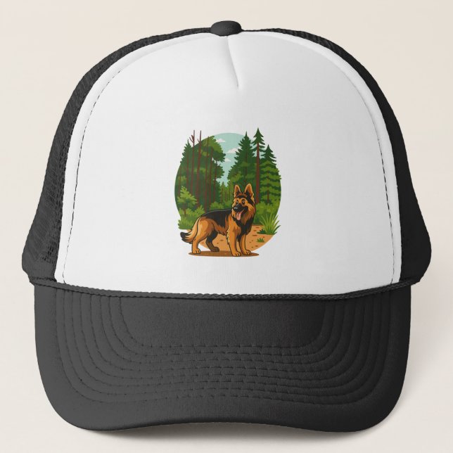Gorra De Camionero German Shepherd Forest Adventure Dog  (Anverso)