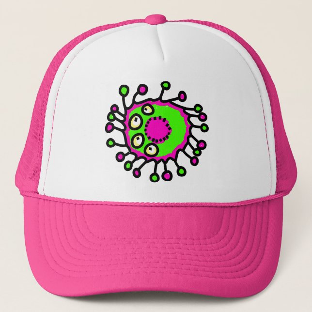 Gorra De Camionero Germen verde y rosado del dibujo animado (Anverso)