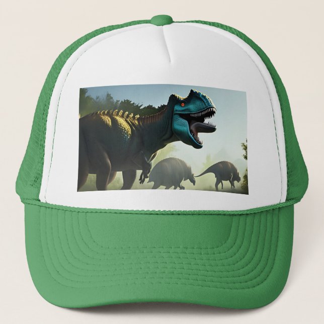 Gorra De Camionero Giganotosaurus Dinosaurios Prowling, camioneros Go (Anverso)