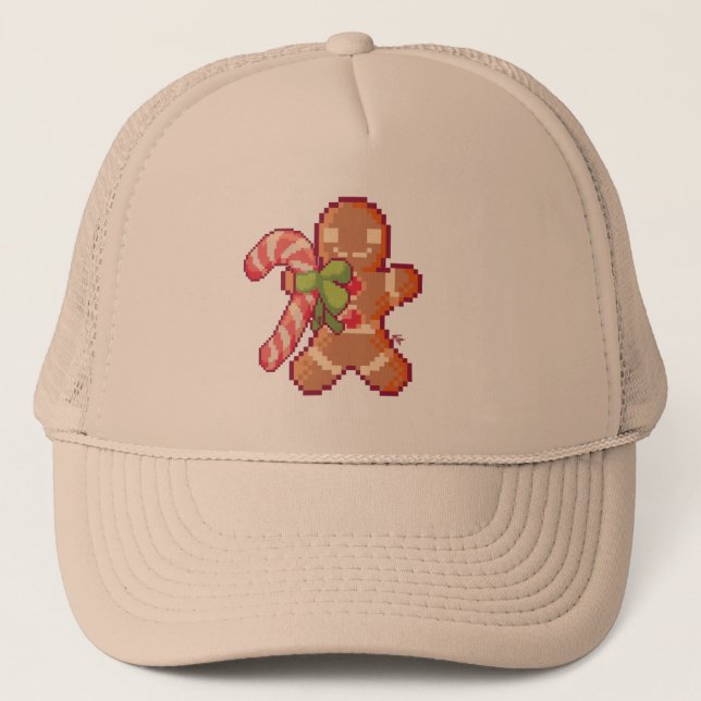 Gorra De Camionero Gingerbread man. Pixelart, Pixel Art  (Anverso)