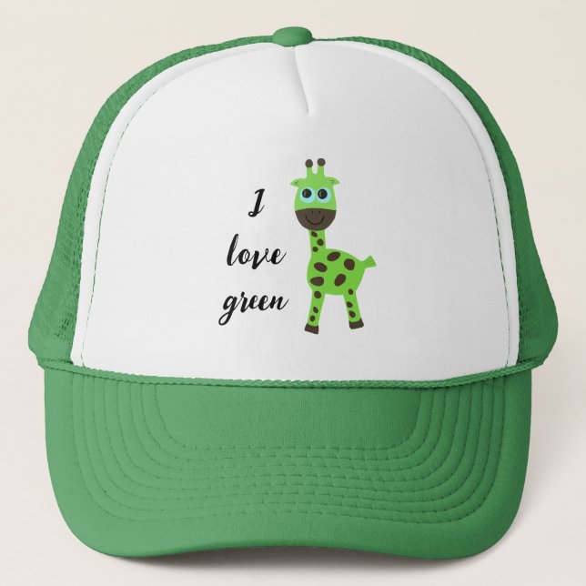 Gorra De Camionero Girafa adorable verde (Anverso)