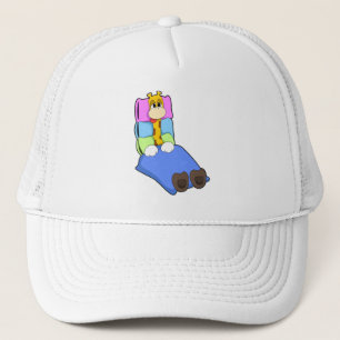 Gorra De Camionero Girafa durmiendo con manta y almohada