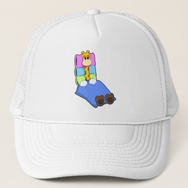 Gorra De Camionero Girafa durmiendo con manta y almohada (Anverso)