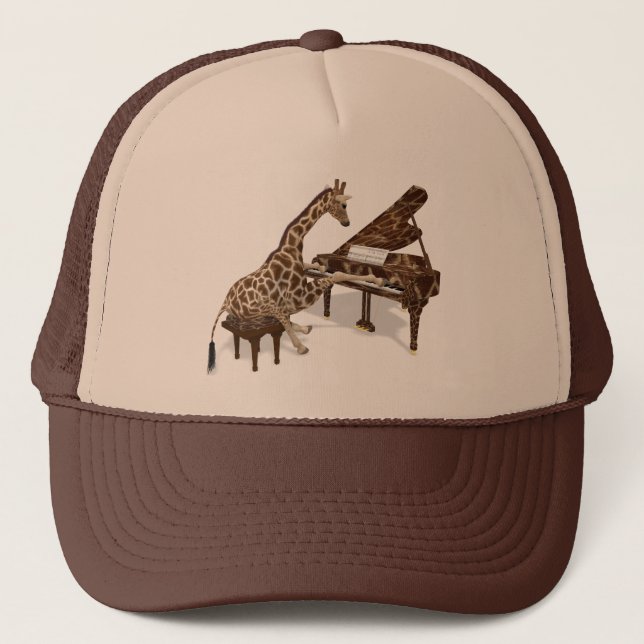 Gorra De Camionero Girafa musical tocando el gran piano (Anverso)