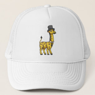 Gorra De Camionero Giraffe como Caballero con Gorra, Tie y Mustache