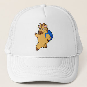 Gorra De Camionero Giraffe como estudiante con mochila