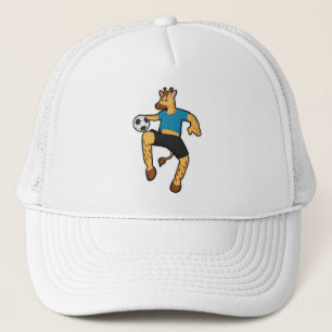 Gorra De Camionero Giraffe como jugador de fútbol con pelota de fútbo