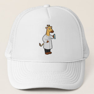 Gorra De Camionero Giraffe como Médica con tubo de prueba