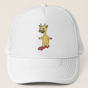 Gorra De Camionero Giraffe como Skater con Skateboard