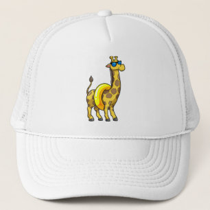 Gorra De Camionero Giraffe en la playa con anillo de natación y gafas