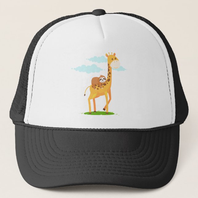 Gorra De Camionero Giraffe Sloth Gracioso Regalo Para Niños (Anverso)