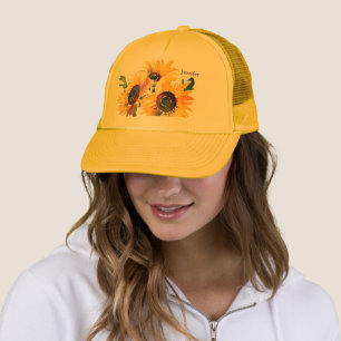 Gorra De Camionero Girasoles Valientes y Acuarela de Color Amarillo M