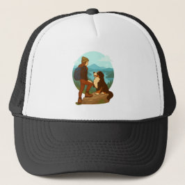 Gorra De Camionero Girl and Mountain Dog Adventure Illustration