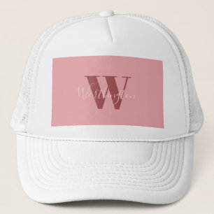 Gorra De Camionero Girly Monograma y Nombre Rojo rosa