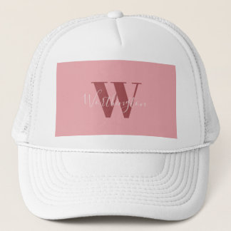 Gorra De Camionero Girly Monograma y Nombre Rojo rosa