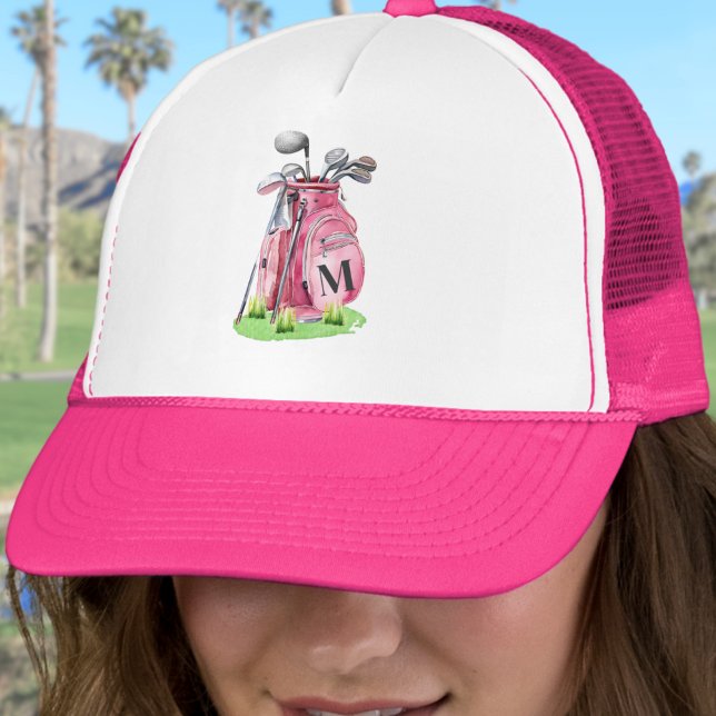 Gorra De Camionero Girly Pink Initial Monogram (Girly Pink Initial Monogram Trucker Hat)