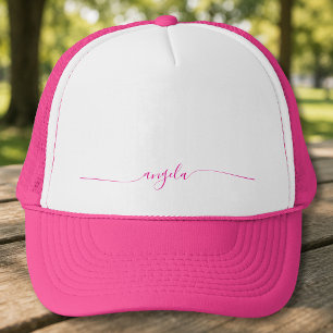 Gorra De Camionero Glam de Rosa Caliente Nombre de Firma