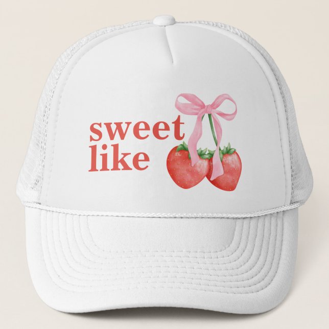 Gorra De Camionero Glamping de Fresa Acuarela Lindo (Anverso)