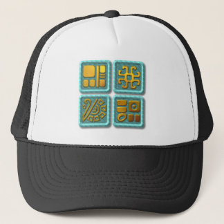 Gorra De Camionero Glifos maya-turquesa