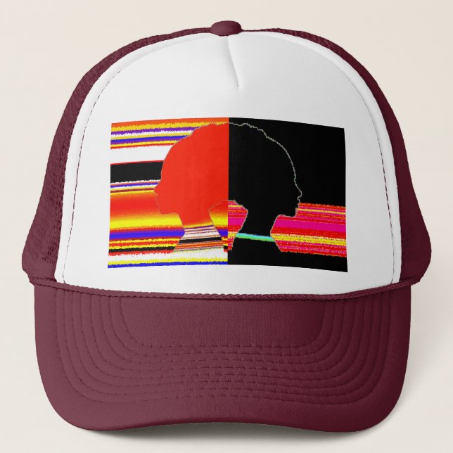 Gorra De Camionero Glitch Split Profile – Pop Art Trucker Cap (Anverso)