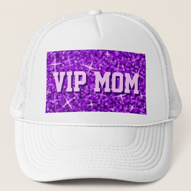 Gorra De Camionero Glitz Purple 'VIP MOM' trucker hat (Anverso)