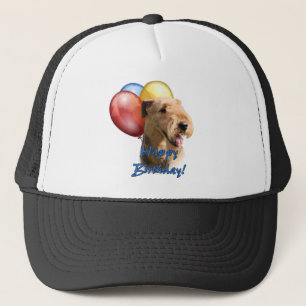 Gorra De Camionero Globo de cumpleaños feliz de Airedale Terrier