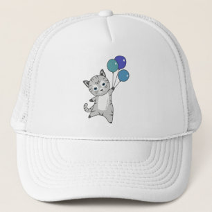 Gorra De Camionero Globos de gatos gatitos adoran animales grisáceos