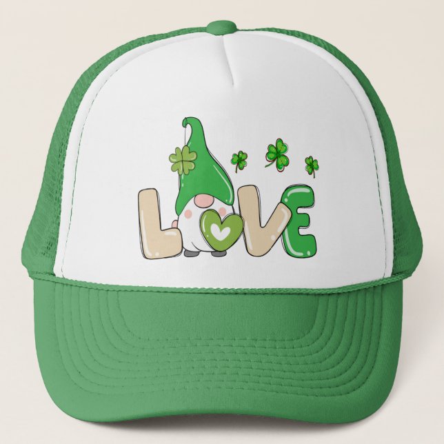Gorra De Camionero Gnome de amor de San Patricio (Anverso)