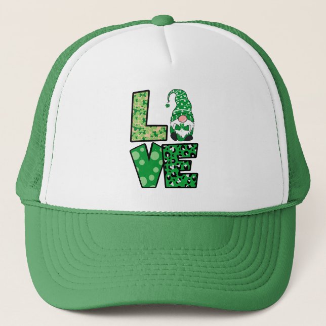 Gorra De Camionero Gnome de amor del Día de San Patricio (Anverso)