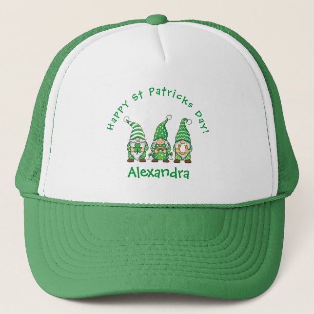 Gorra De Camionero Gnomes del Día de San Patricio, Shamrock (Anverso)