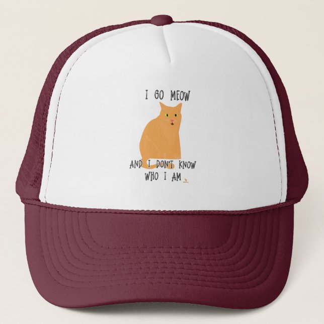 Gorra De Camionero Go Meow Funny Cat Personalizado Diversión Eslogan (Anverso)