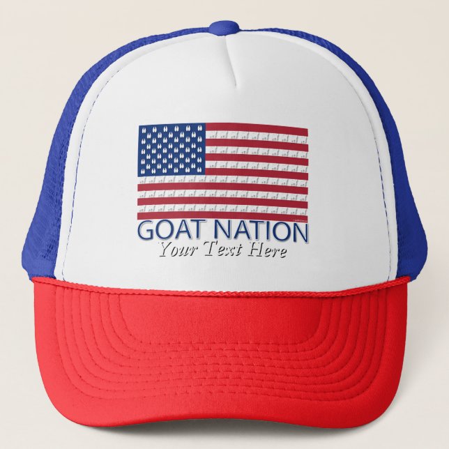 Gorra De Camionero GOAT NATION La cabra estadounidense GetYerGoat™ (Anverso)