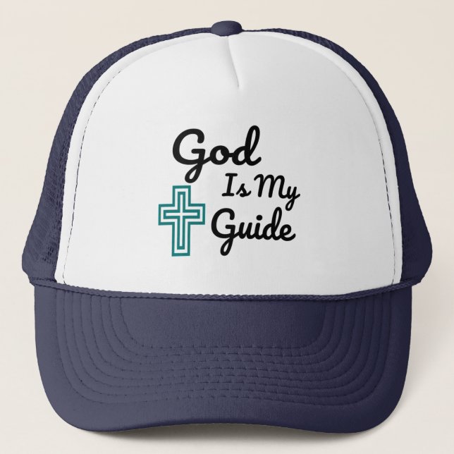 Gorra De Camionero God Is My Guide Cross (Anverso)