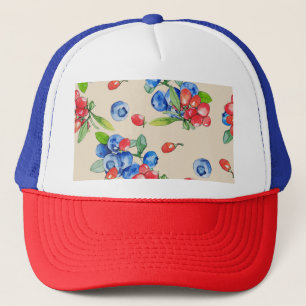 Gorra De Camionero Goji, arándano azul: patrón de ilustracion acuátic