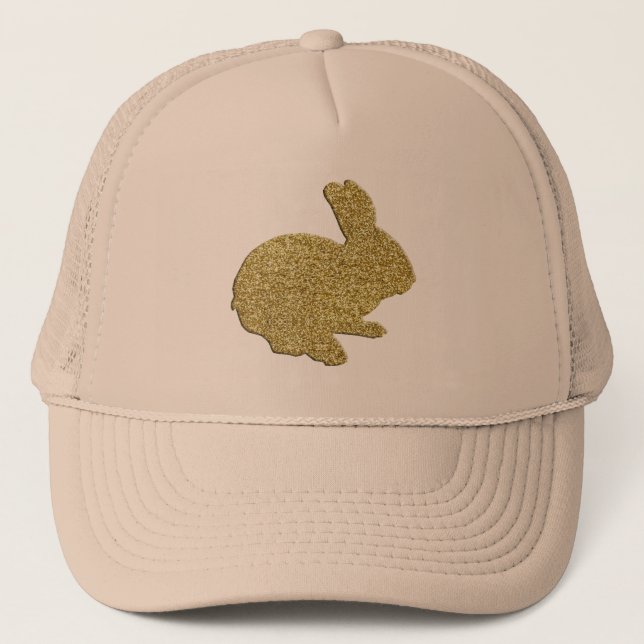 Gorra De Camionero Gold Glitter Silhouette Easter Bunny Hat (Anverso)