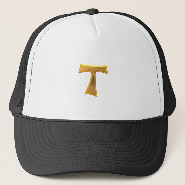 Gorra De Camionero Golden 3D Look Franciscan Tau Cross (Anverso)
