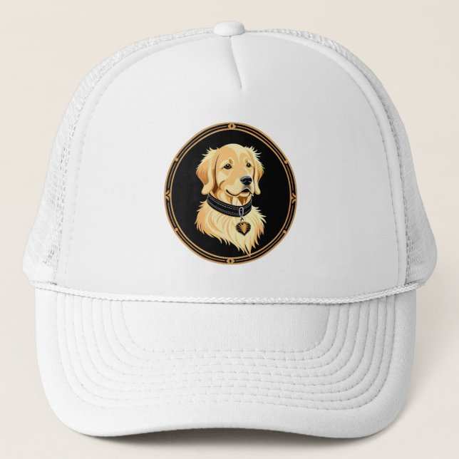 Gorra De Camionero Golden Retriever con un elegante collar (Anverso)