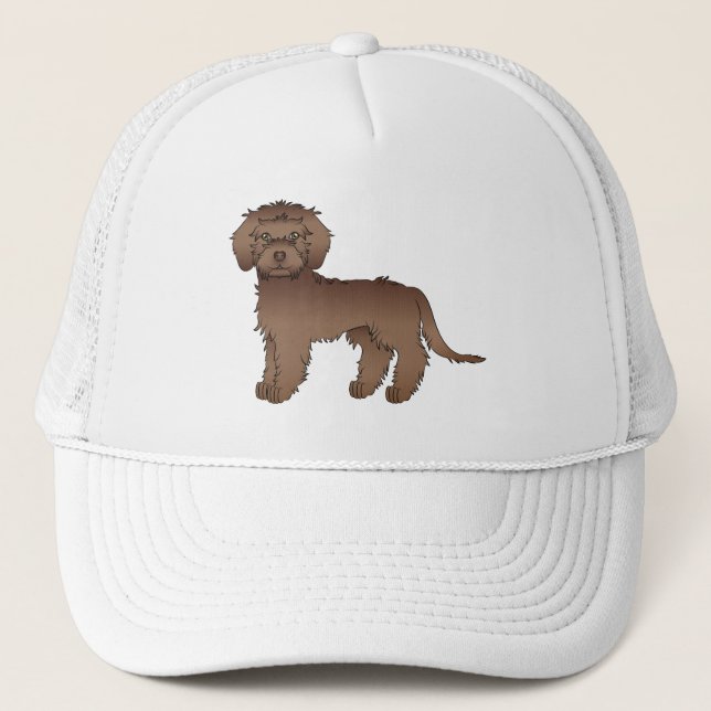 Gorra De Camionero Goldendoodle Miniatura de Chocolate Perro de Dibuj (Anverso)