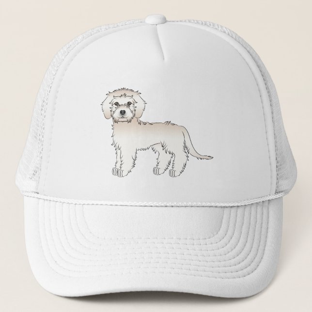 Gorra De Camionero Goldendoodle miniatura de crema Doodle de dibujos  (Anverso)