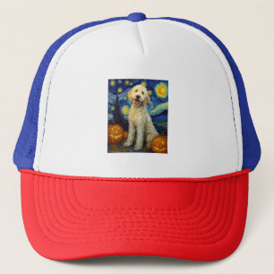 Gorra De Camionero Goldendoodle Perro Lindo Halloween Jack O Lantern