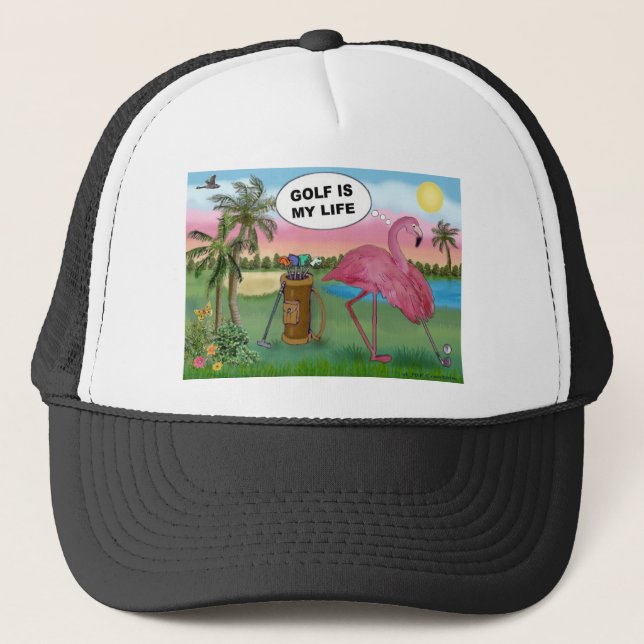 Gorra De Camionero Golf Flamingo - El golf es mi vida (Anverso)