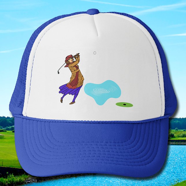 Gorra De Camionero Golfer femenina conduce sobre el peligro del agua (Subido por el creador)