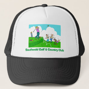 Gorra De Camionero Golfista juega golf y falla el golpe.