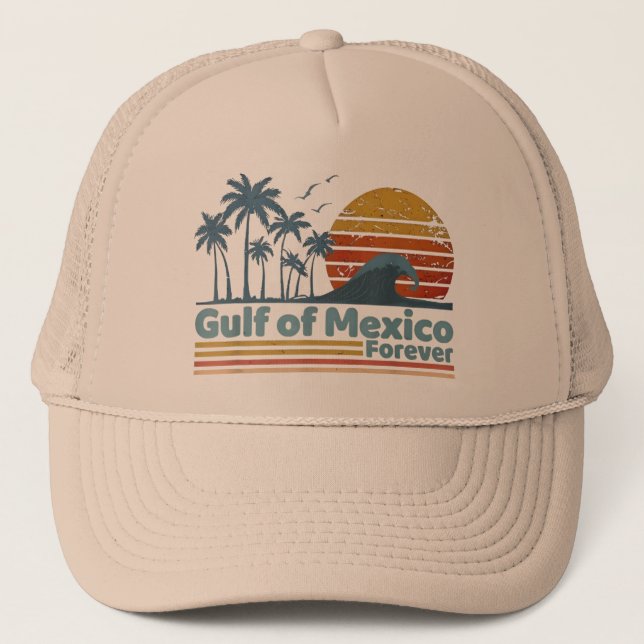 Gorra De Camionero Golfo de México Palmas vacaciones de verano Golfo  (Anverso)